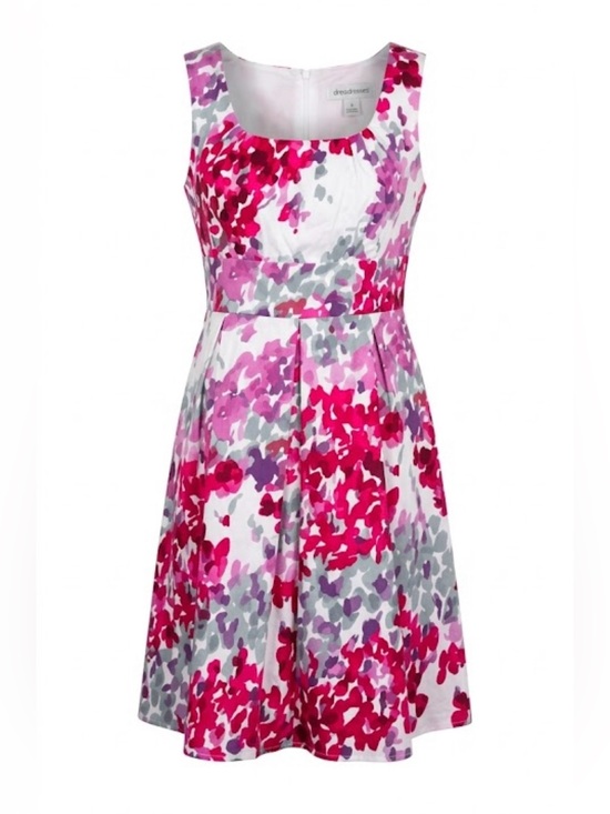 dressbarn Dresses & Skirts - dressbarn White Floral Fit-and-Flare Dress with Red and Purple Flowers